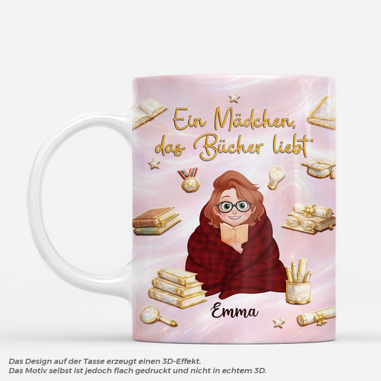 7897MGE1 3d druck effekt einfach ein madchen das buchern liebt personalisierte geschenke fur leseratten_ frauen  tasse gold optik 7897msfma