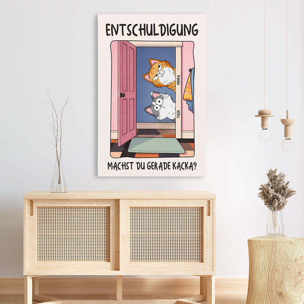 7926CGE3 entschuldigung machst du gerade kacka personalisierte geschenke katze  leinwand 7926cslnd