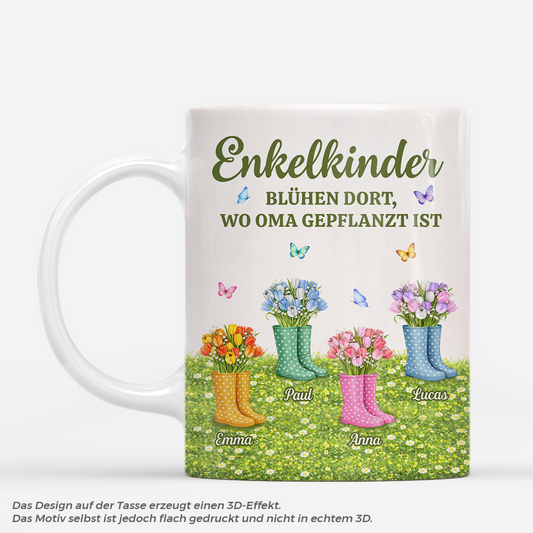 7939MGE1 enkelkinder bluhen dort wo oma gepflanzt ist personalisiertes geschenk  mamaoma tasse 7939mtkca