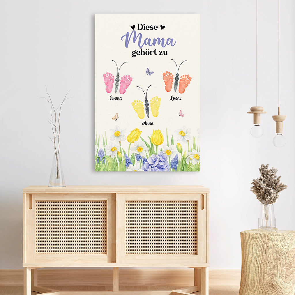 7959CGE3 diese mama gehort zu personalisiertes geschenk  leinwand mama  oma fussabdruck 7959c6yca