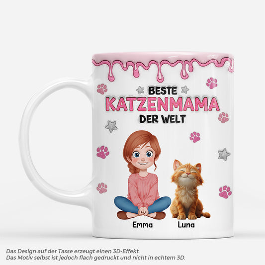 7966MGE1 3d druck effekt beste katzenmama der welt personalisierte geschenke katze  tasse drip optik 7966m8qzd
