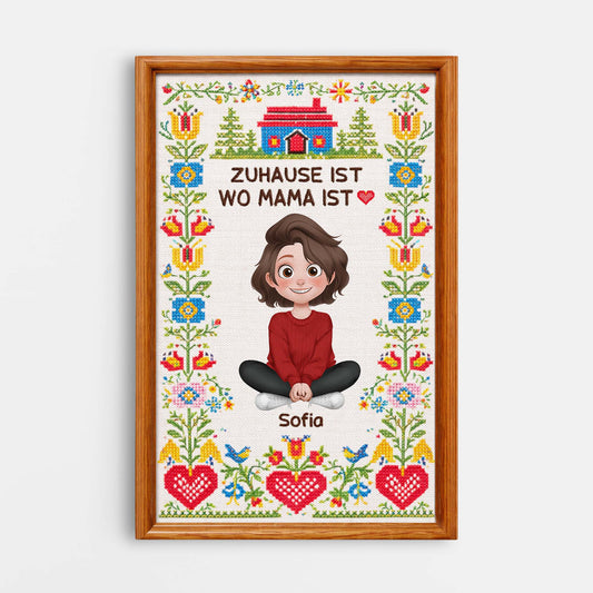 7975CGE1 zuhause ist wo mama ist personalisiertes geschenk  leinwand mama  oma kreuzstich 7975ccvca_1