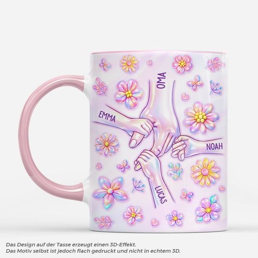 8002MGE1 3d druck effekt hand in hand personalisiertes geschenk  oma  mama tassen holografie 8002mspza