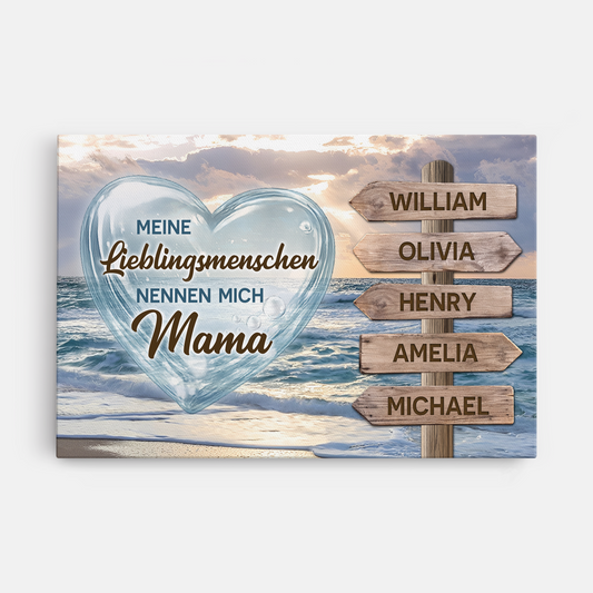 8044CGE1 meine lieblingsmenschen nennen mich mama personalisiertes geschenk  leinwand mamapapa wegweiser schilder 8044ctqha