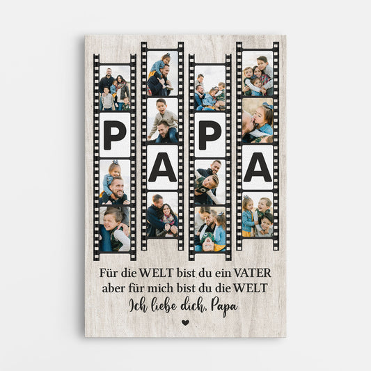 8067CGE1 fur die welt bist du ein papa fur uns bist du die welt personalisierte geschenke foto  leinwand mama  papa rollfilm 8067c3vab_2