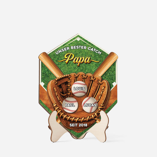 8113QGE1 3d druck effekt unser bester catch papa personalisiertes geschenk  holzaufsteller papaopa baseball 8113qsfhb