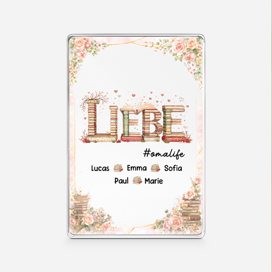 8134RGE1 liebe  bucher personalisiertes geschenk  rechteck acryl aufsteller mama  oma 8134rthcav