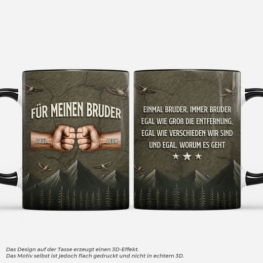8148MGE1 3d druck effekt einmal bruder immer bruder personalisierte geschenke bester freund  tasse faustgruss 8148m3dhe