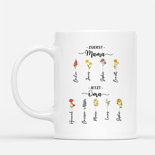 8192MGE1 erst mama jetzt oma personalisiertes geschenk  tasse glitzer blumen 8192m8v5a_2