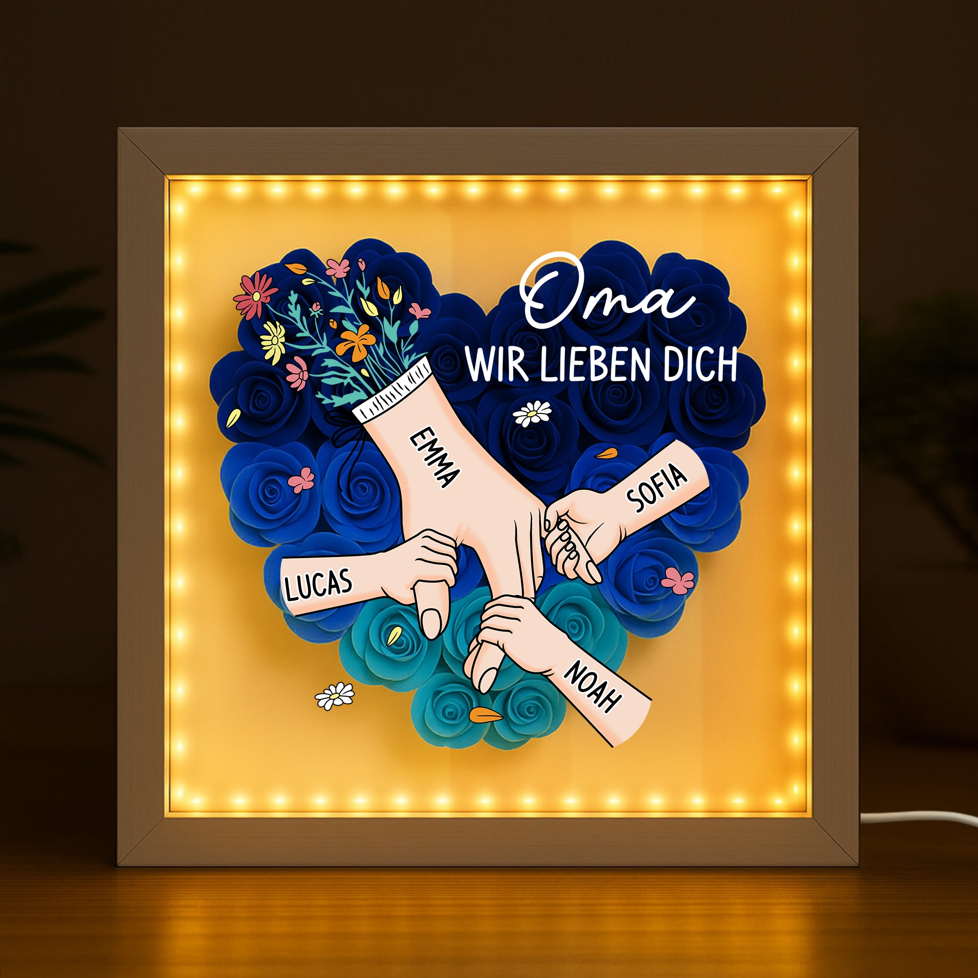 8227OGE2 oma wir lieben dich personalisiertes geschenk  blumen 3d bilderrahmen omamama 8227o6p5a