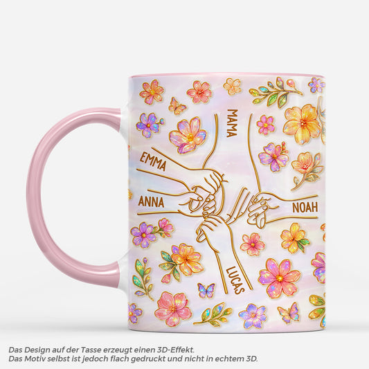 8230MGE1 3d druck effekt hand in hand personalisiertes geschenk  mama  oma tasse hologramm 8230maqza