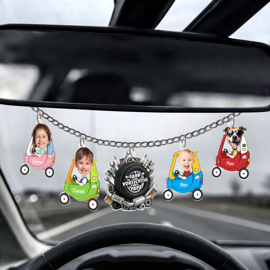 8277GGE1 fahr vorsichtig papa personalisierte geschenke foto  acryl autospiegel anhanger papa mama 8277gsyab