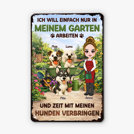8343EGE1 garten arbeiten und zeit mit meinen hunden verbringen personalisierte hunde geschenke  turschild 8343eskzc