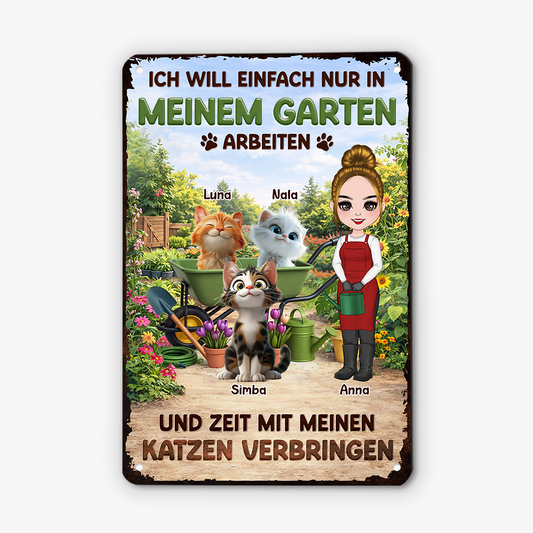8343EGE1 garten arbeiten und zeit mit meinen katzen verbringen personalisierte geschenke katze  turschild 8343eskzd