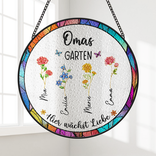 8376UGE1 mamas garten hier wachst liebe personalisiertes geschenk  buntglas sonnenfanger mama oma 8376ucx5a