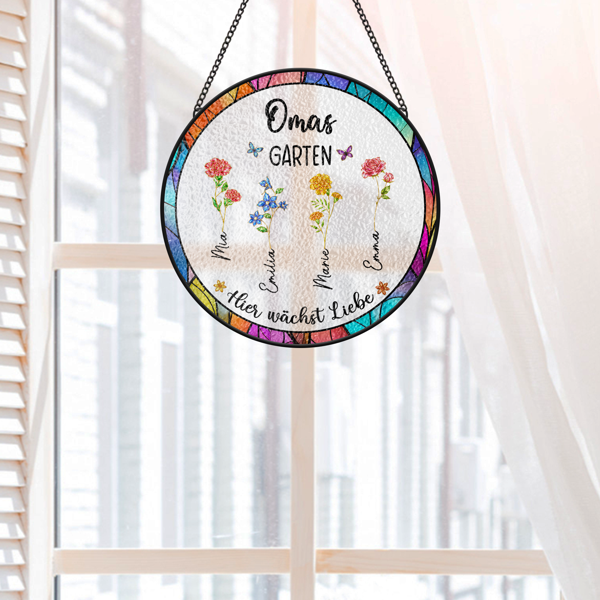 8376UGE2 mamas garten hier wachst liebe personalisiertes geschenk  buntglas sonnenfanger mama oma 8376ucx5a
