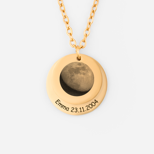 8383JGE1 mondphase personalisiertes geschenk  kette mit namen  datum 8383j