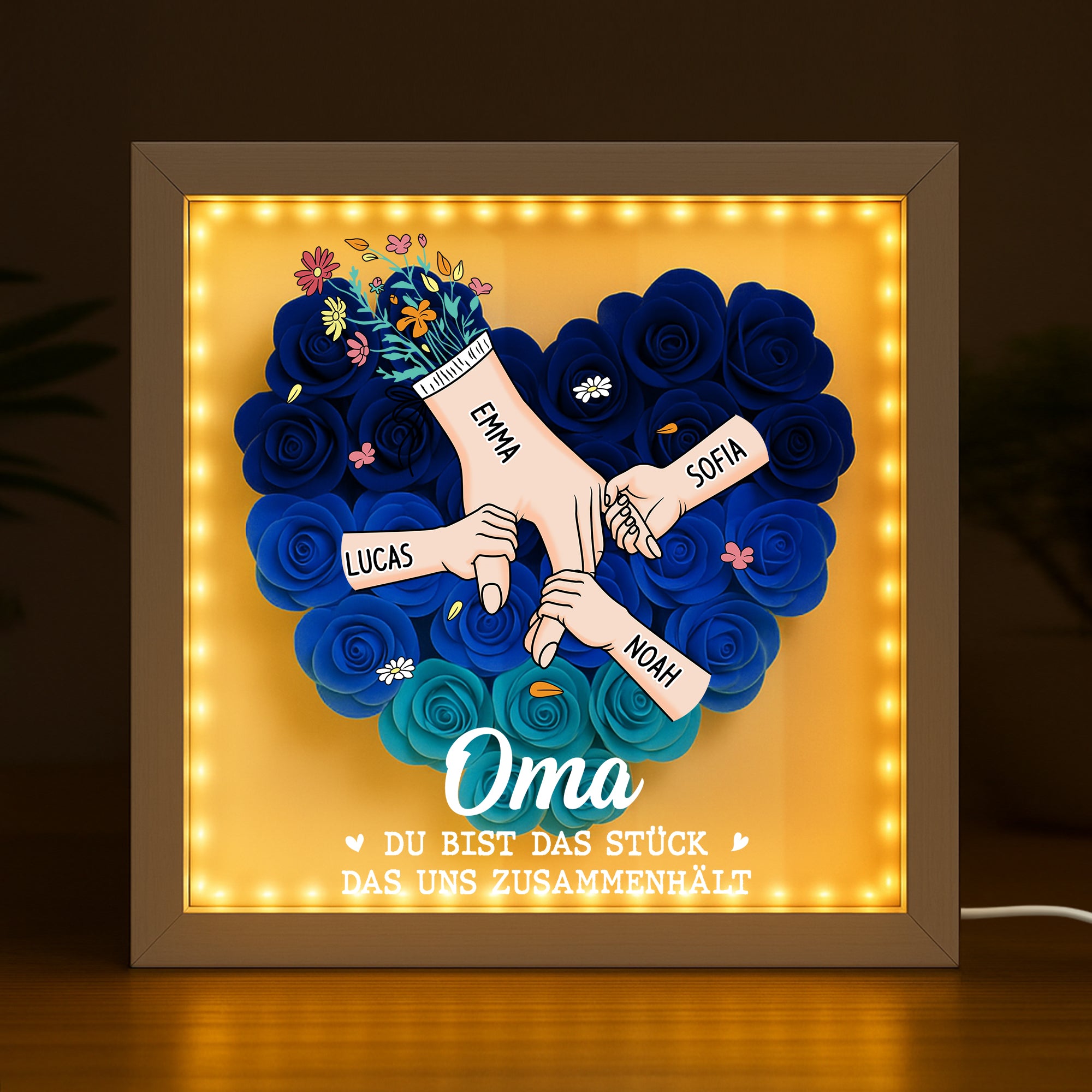 8392OGE2 mama du bist das puzzlestuck das uns zusammenhalt blumen 3d bilderrahmen personalisiert mama oma 8392o6p5a