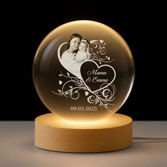 8405LGE1 mama  kinder personalisierte geschenke foto  kristallkugel mama papa 8405laqla