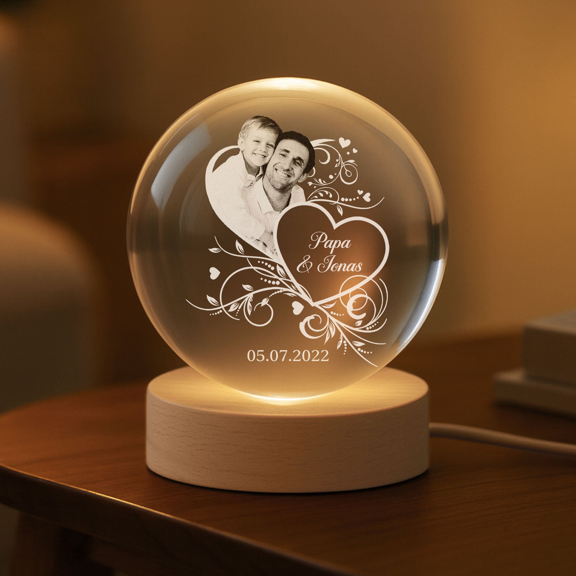 8405LGE2 mama  kinder personalisierte geschenke foto  kristallkugel mama papa 8405laqla