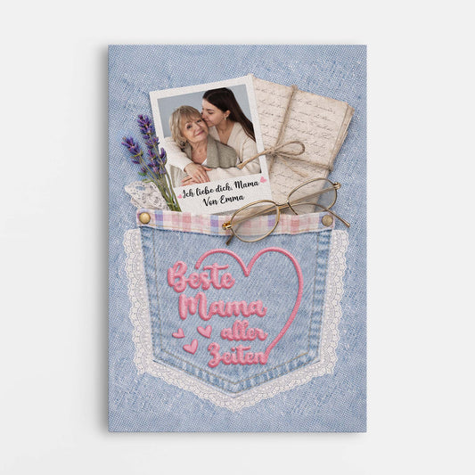 8412CGE1 3d druck effekt beste mama aller zeiten personalisierte geschenke foto  leinwand mama oma jeans 8412cnlna