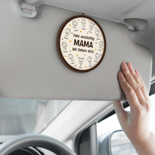 8414GGE2 fahr vorsichtig strichmannchen personalisiertes geschenk  auto visier clip papa mama 8414g8ymb