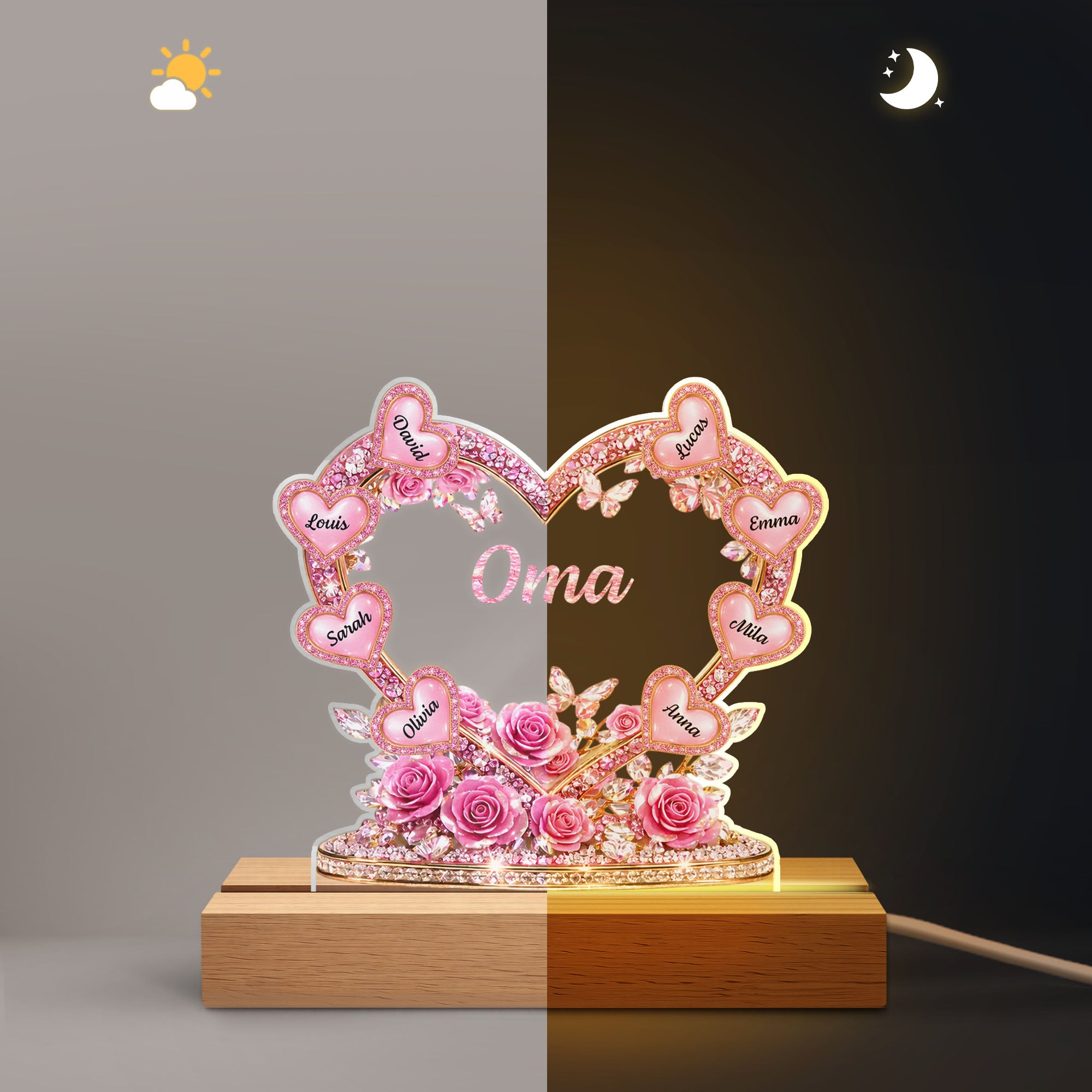 8422LGE1 3d druck effekt mama grosses herz blumen personalisiertes geschenk  nachtlicht_ mama oma 8422lcvwa_2