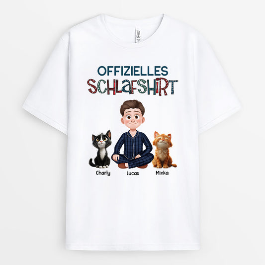 8517AGE1 offizielles schlafshirt katze personalisierte geschenke katze  t shirt cartoon punktchenmuster 8517atqld
