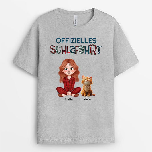 8517AGE2 offizielles schlafshirt katze personalisierte geschenke katze  t shirt cartoon punktchenmuster 8517atqld