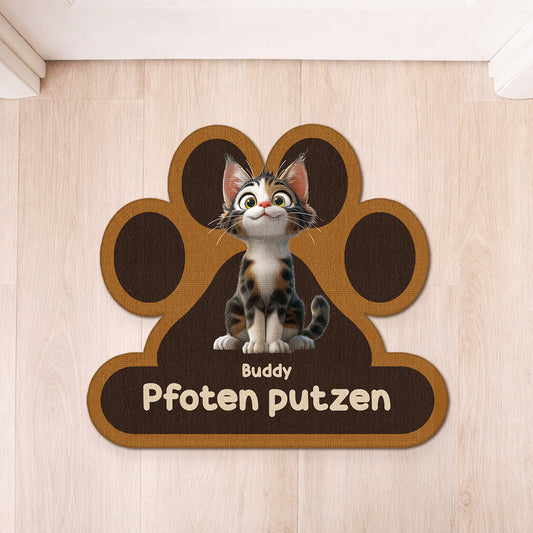 8545AGE1 pfoten putzen personalisierte geschenke katze  fussmatte unregelmassige form 8545ad8hbd