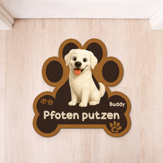 8545AGE1 pfoten putzen personalisiertes hunde geschenk  fussmatte unregelmassige form 8545ad8hbc