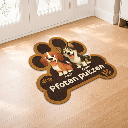 8545AGE2 pfoten putzen personalisiertes hunde geschenk  fussmatte unregelmassige form 8545ad8hbc