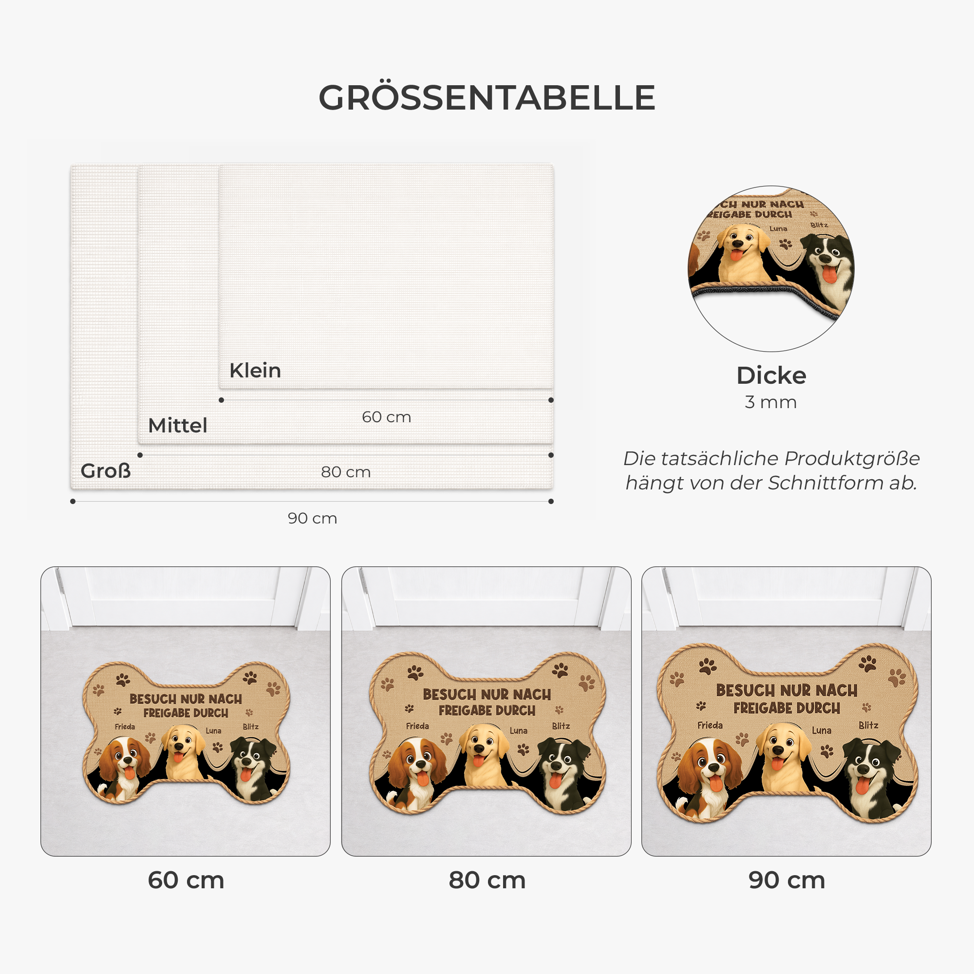 8546AGE3 besuch nur nach freigabe durch personalisiertes hunde geschenk  fussmatte_ unregelmassige form 8546ad8ezc