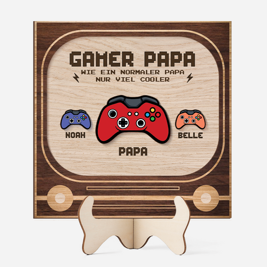 8548QGE1 gamer papa personalisiertes geschenk  holzaufsteller papa opa 8548qndbb