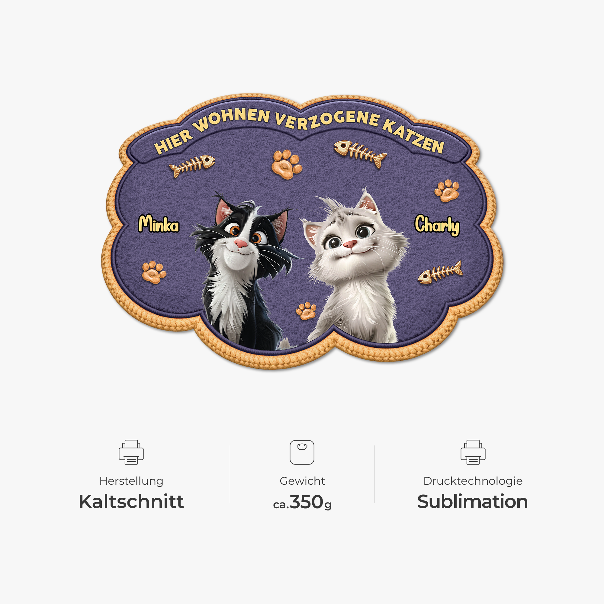 8558AGE1 hier wohnen verzogene katzen personalisierte geschenke katze  fussmatte unregelmassige form 8558adavrd_5