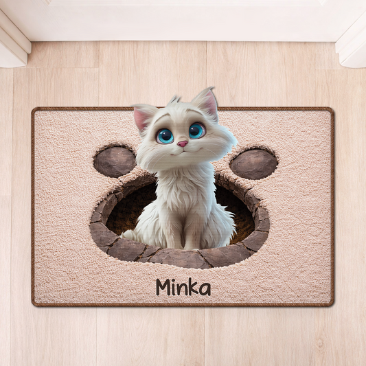 8565AGE1 3d druck effekt katze personalisierte geschenke katze  fussmatte unregelmassige form 8565adsfnd