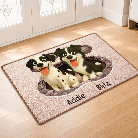 8565AGE2 3d druck effekt hund personalisiertes hunde geschenk  fussmatte unregelmassige form 8565adsfnc