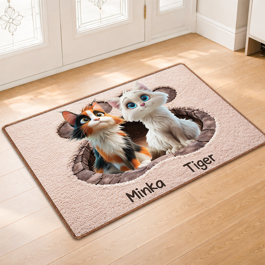 8565AGE2 3d druck effekt katze personalisierte geschenke katze  fussmatte unregelmassige form 8565adsfnd