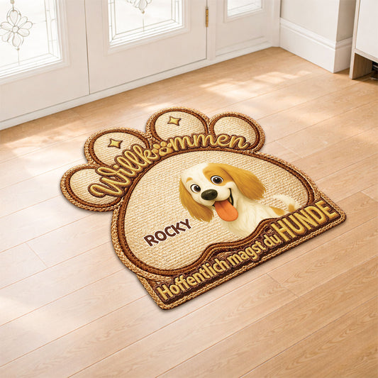 8568ADGE2 3d druck effekt hoffentlich magst du hunde personalisiertes hunde geschenk  fussmatte unregelmassige form 8568adshlc
