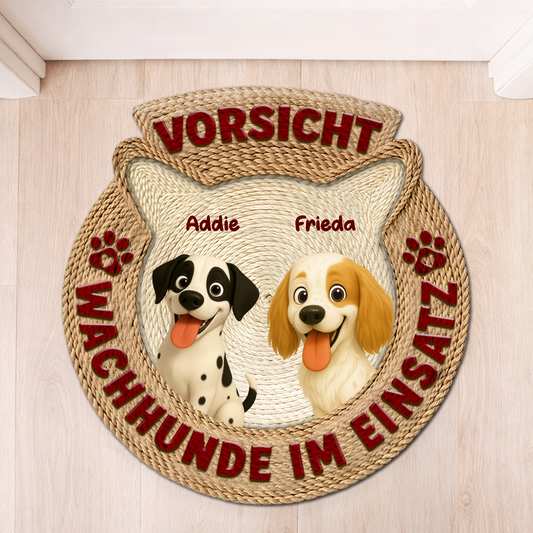 8569AGE1 3d druck effekt vorsicht wachhunde im dienst fussmatte personalisiert hund_ unregelmassige form 8569adslbc_1_0c172e67 2d90 420b 94a2 94613af9ea5e