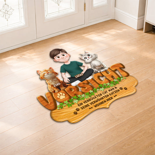 8573AGE2 eine verruckte cat lady  ihre verwohnte katze wohnen hier personalisierte geschenke katze  fussmatte unregelmassige form 8573adafbd