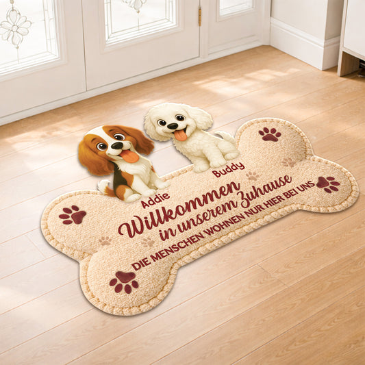 8579AGE2 der mensch wohnt nur hier bei uns personalisiertes hunde geschenk  fussmatte unregelmassige form 8579ad6pcc