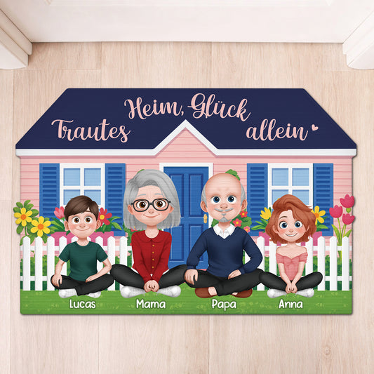 8592AGE1 trautes heim gluck allein personalisierte geschenke familie  fussmatte unregelmassige form 8592adcpti