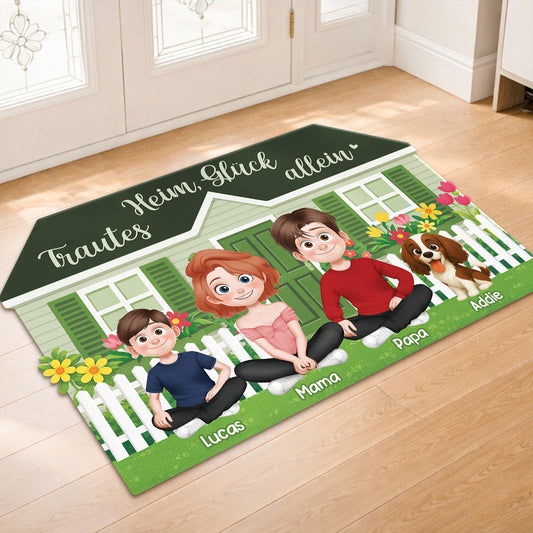 8592AGE2 trautes heim gluck allein personalisierte geschenke familie  fussmatte unregelmassige form 8592adcpti
