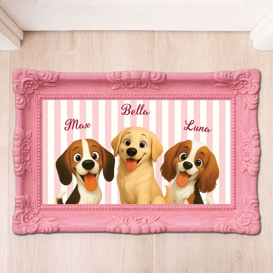 8596AGE1 3d druck effekt hund streifen personalisiertes hunde geschenk  foto fussmatte unregelmassige form 8596adcklc