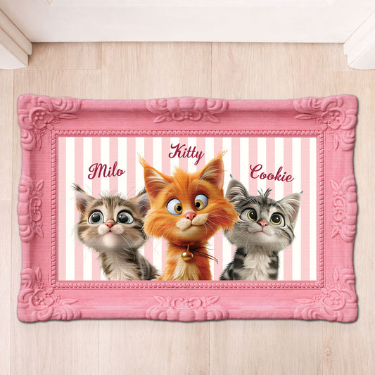 8596AGE1 3d druck effekt katze streifen personalisierte geschenke katze  fussmatte foto unregelmassige form 8596adckld