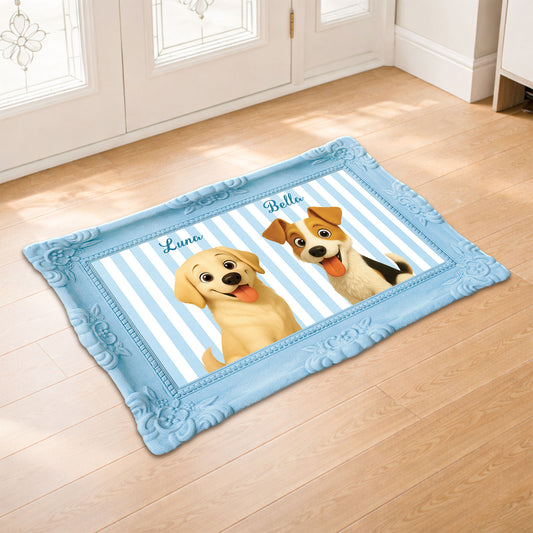 8596AGE2 3d druck effekt hund streifen personalisiertes hunde geschenk  foto fussmatte unregelmassige form 8596adcklc