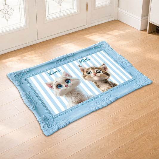 8596AGE2 3d druck effekt katze streifen personalisierte geschenke katze  fussmatte foto unregelmassige form 8596adckld
