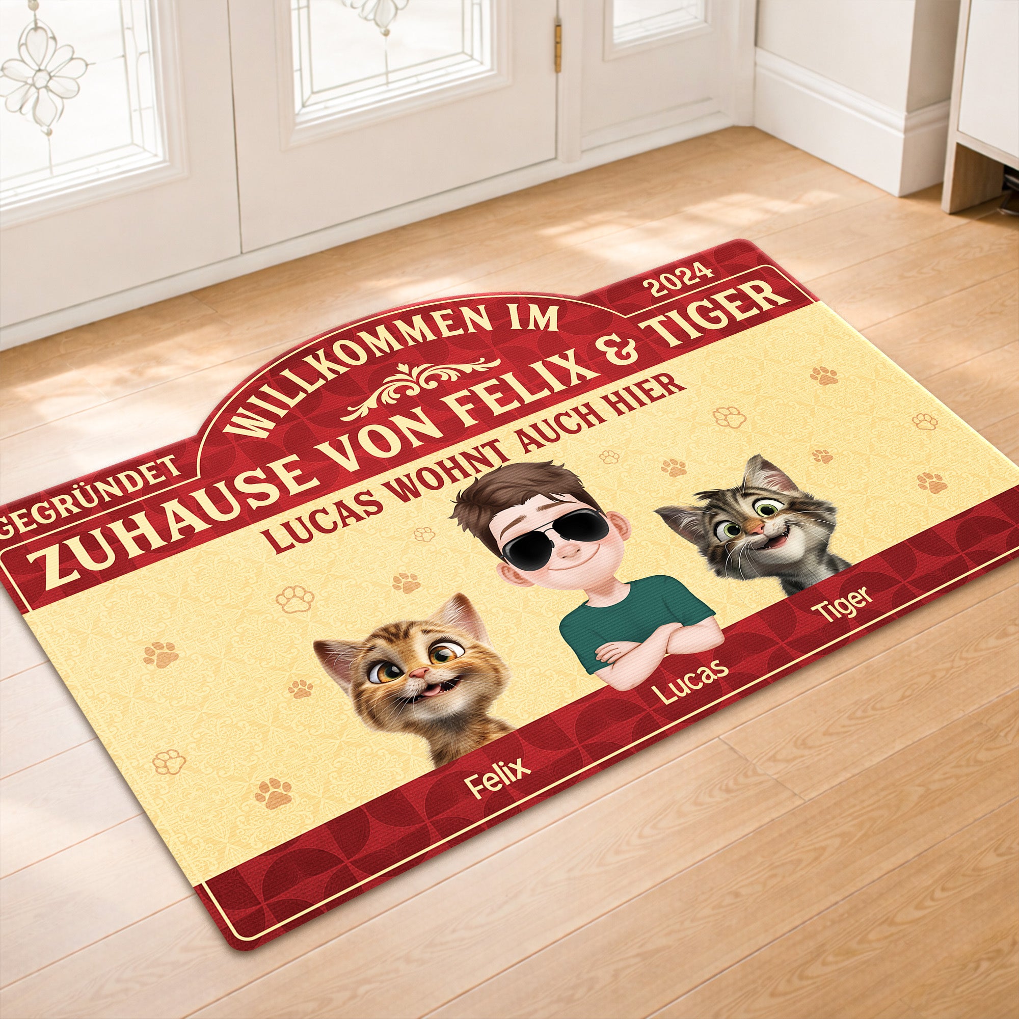 8609AGE1 willkommen im zuhause personalisierte geschenke katze  fussmatte unregelmassige form 8609adavmd_2