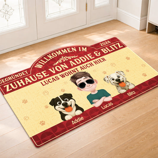 8609AGE1 willkommen im zuhause personalisiertes hunde geschenk  fussmatte unregelmassige form 8609adavmc_2